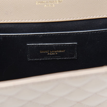 Saint Laurent Grain De Poudre Textured Mixed Matelasse Medium Triquilt Monogram Satchel Taupe 7 of 10