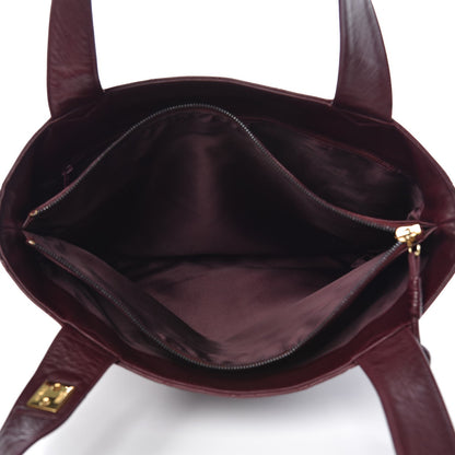 Chanel Lambskin Quilted Tote Burgundy 5 of 9