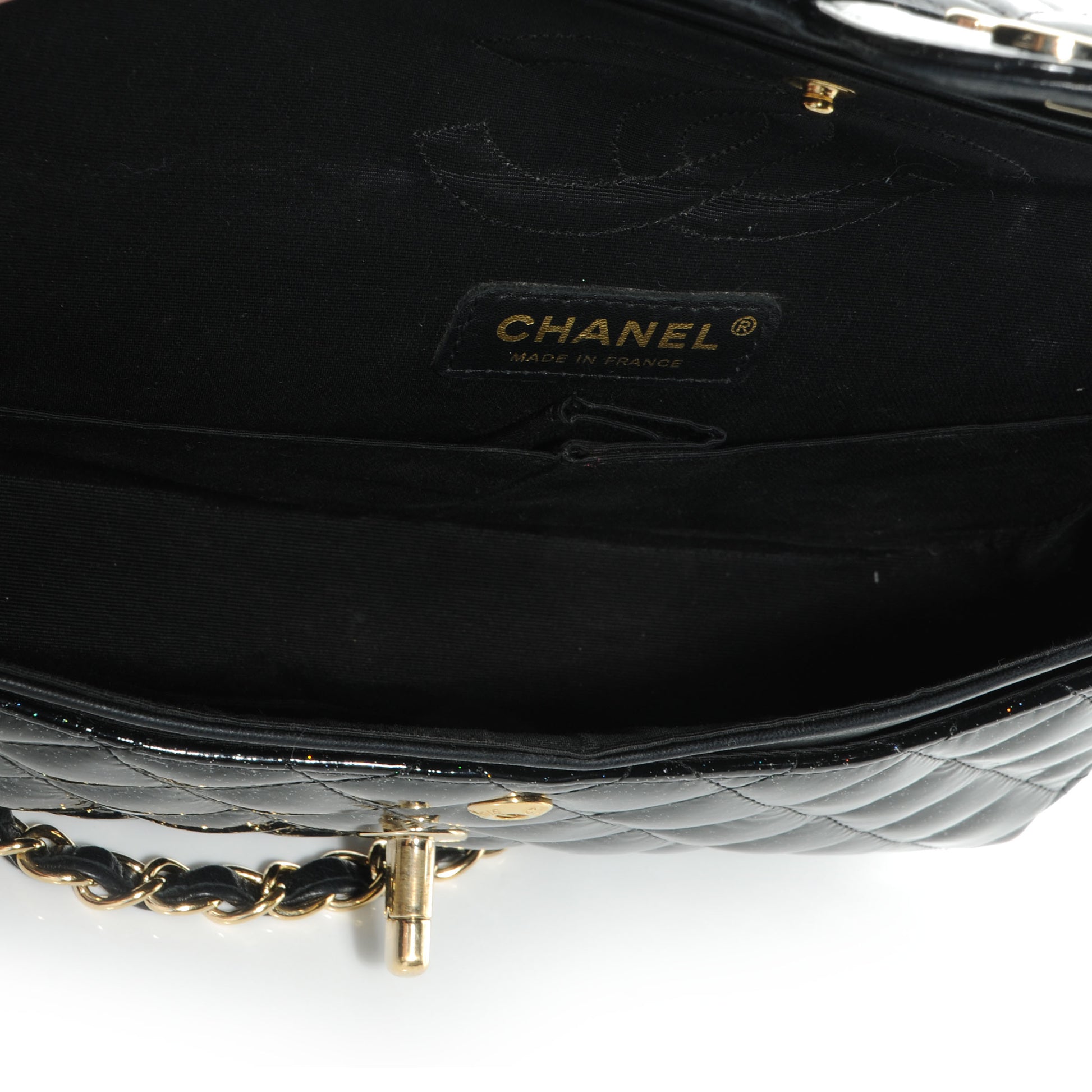 Chanel Glitter Patent Quilted Evening Star Medium Double Flap Black 5 of 9
