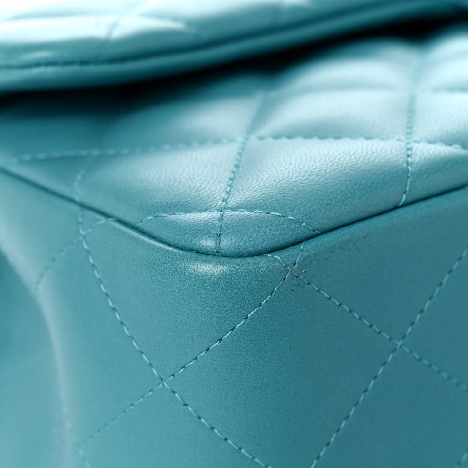 Chanel Lambskin Quilted Jumbo Double Flap Turquoise 7 of 10