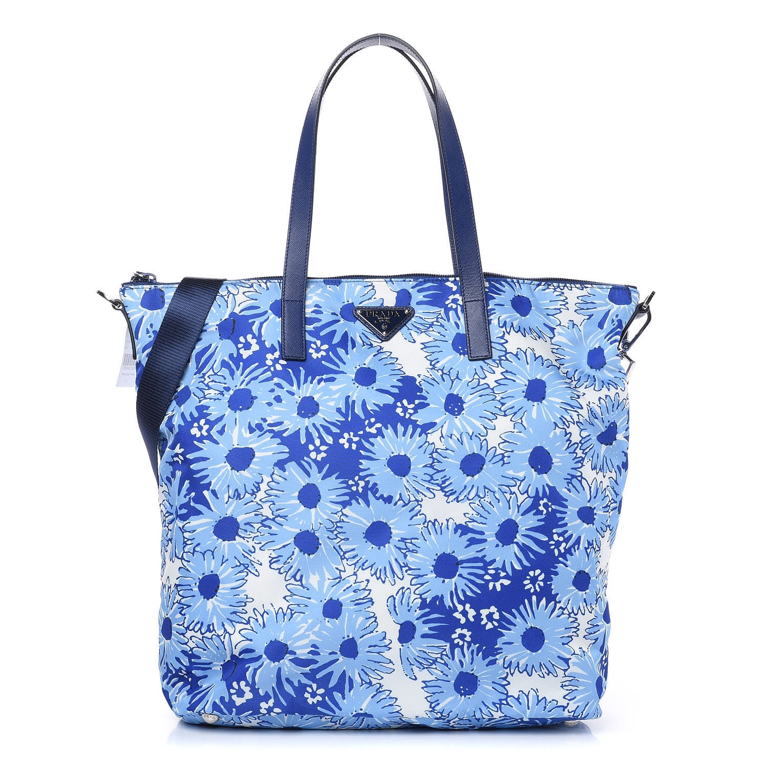 Prada Tessuto Nylon Saffiano Floral Print Tote Baltico Dis Primule 1 of 10