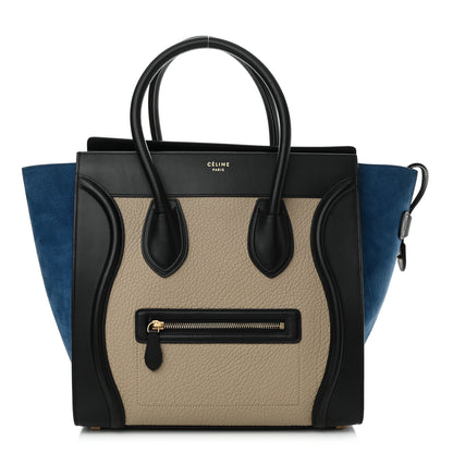 Celine Bullhide Calfskin Suede Mini Tri-Color Luggage Light Taupe 1 of 11