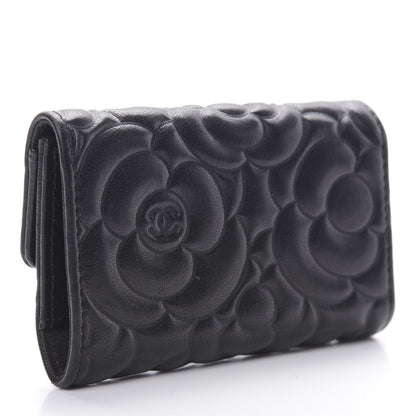 Chanel Goatskin Camellia Embossed 4 Key Holder Black 3 of 11