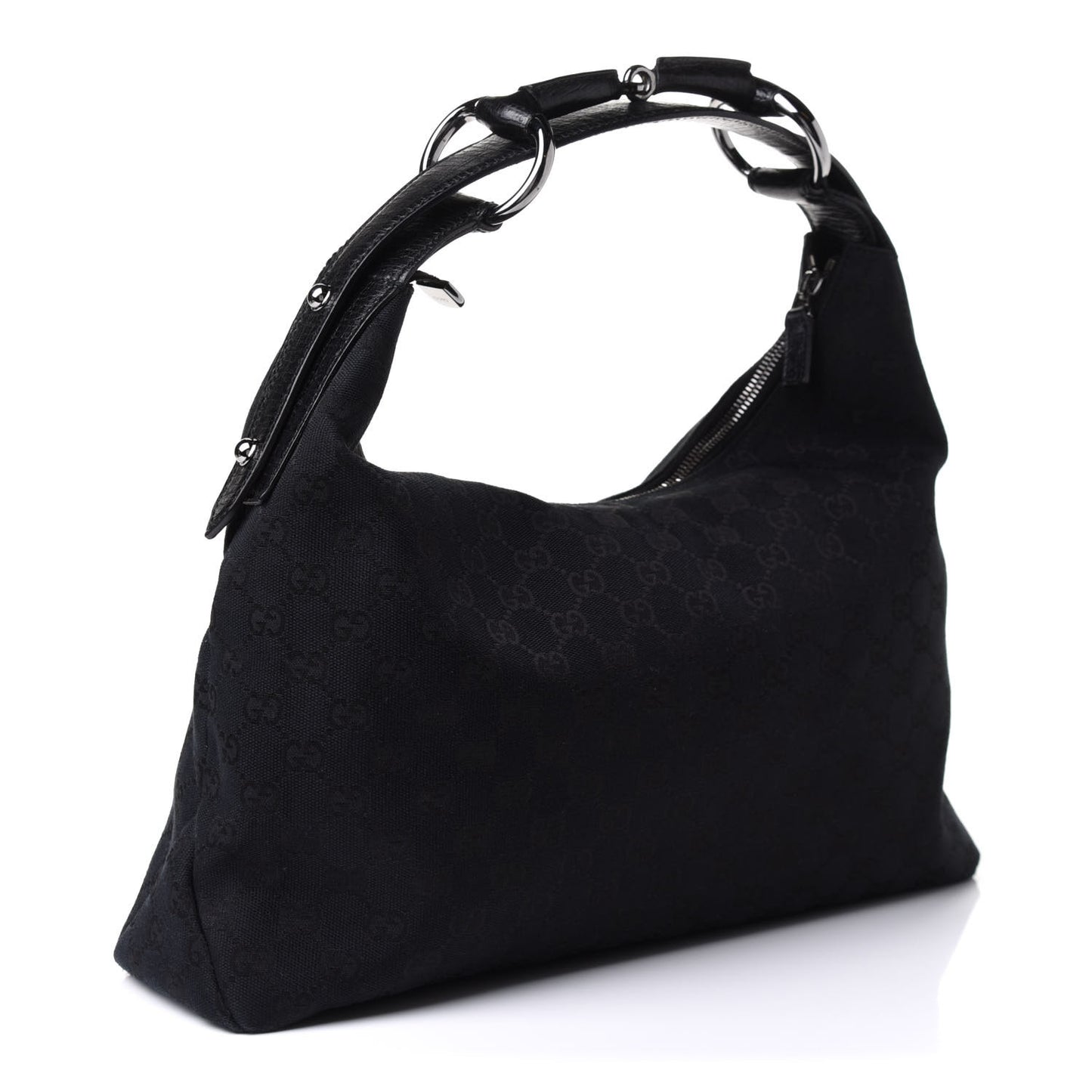 Monogram Medium Horsebit Chain Hobo Black