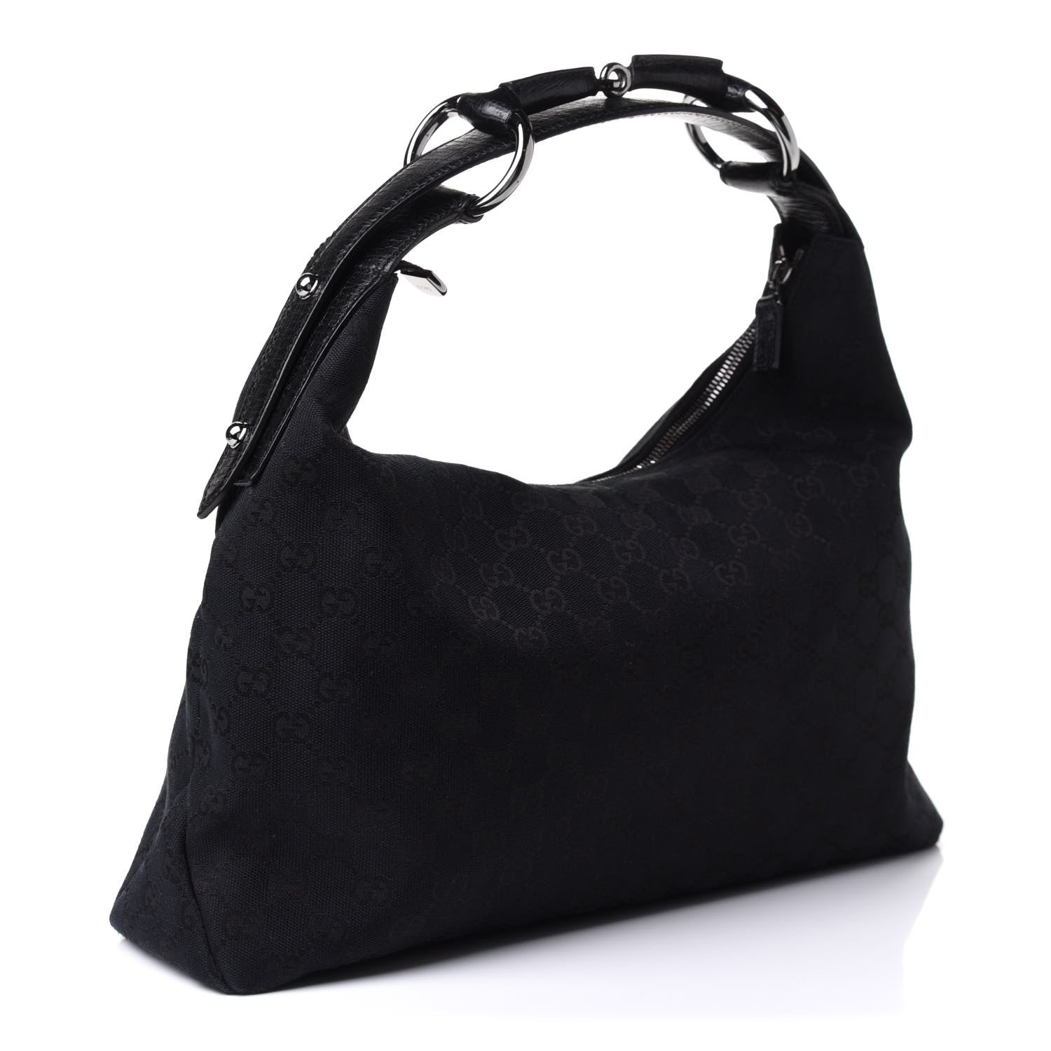 Gucci Monogram Medium Horsebit Chain Hobo Black 3 of 13