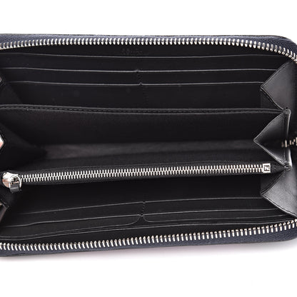 Fendi Vitello Century Vocabulary Blue Zip Around Wallet Blue Lavagna 5 of 10