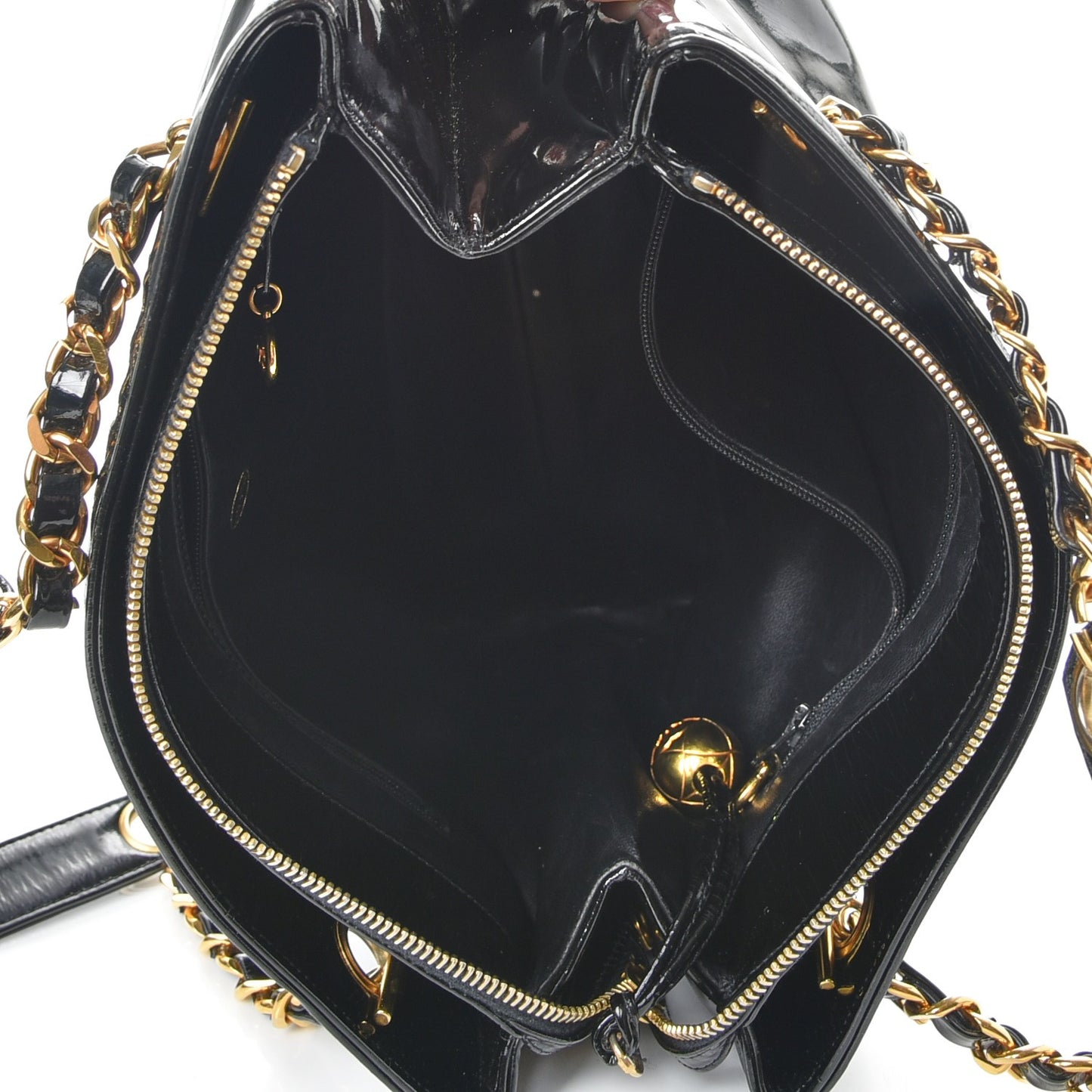 Patent CC Shoulder Bag Black