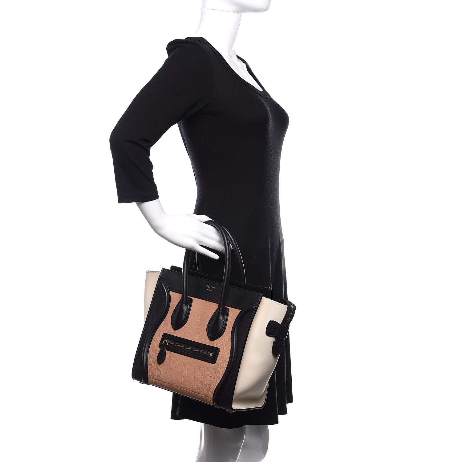 Celine Elephant Calfskin Micro Tri-Color Luggage Black 2 of 12
