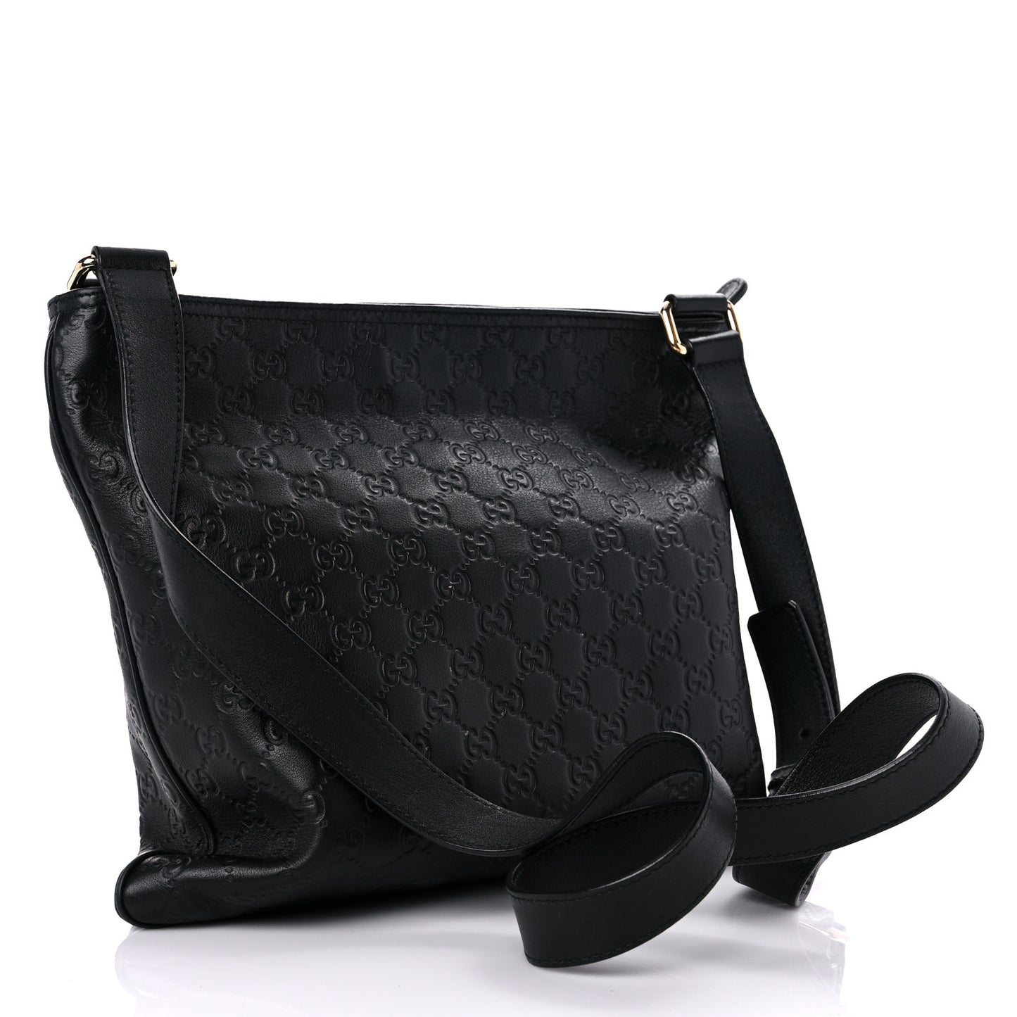 Guccissima Medium Flat Messenger Bag Black