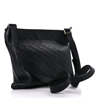 Gucci Guccissima Medium Flat Messenger Bag Black 3 of 12