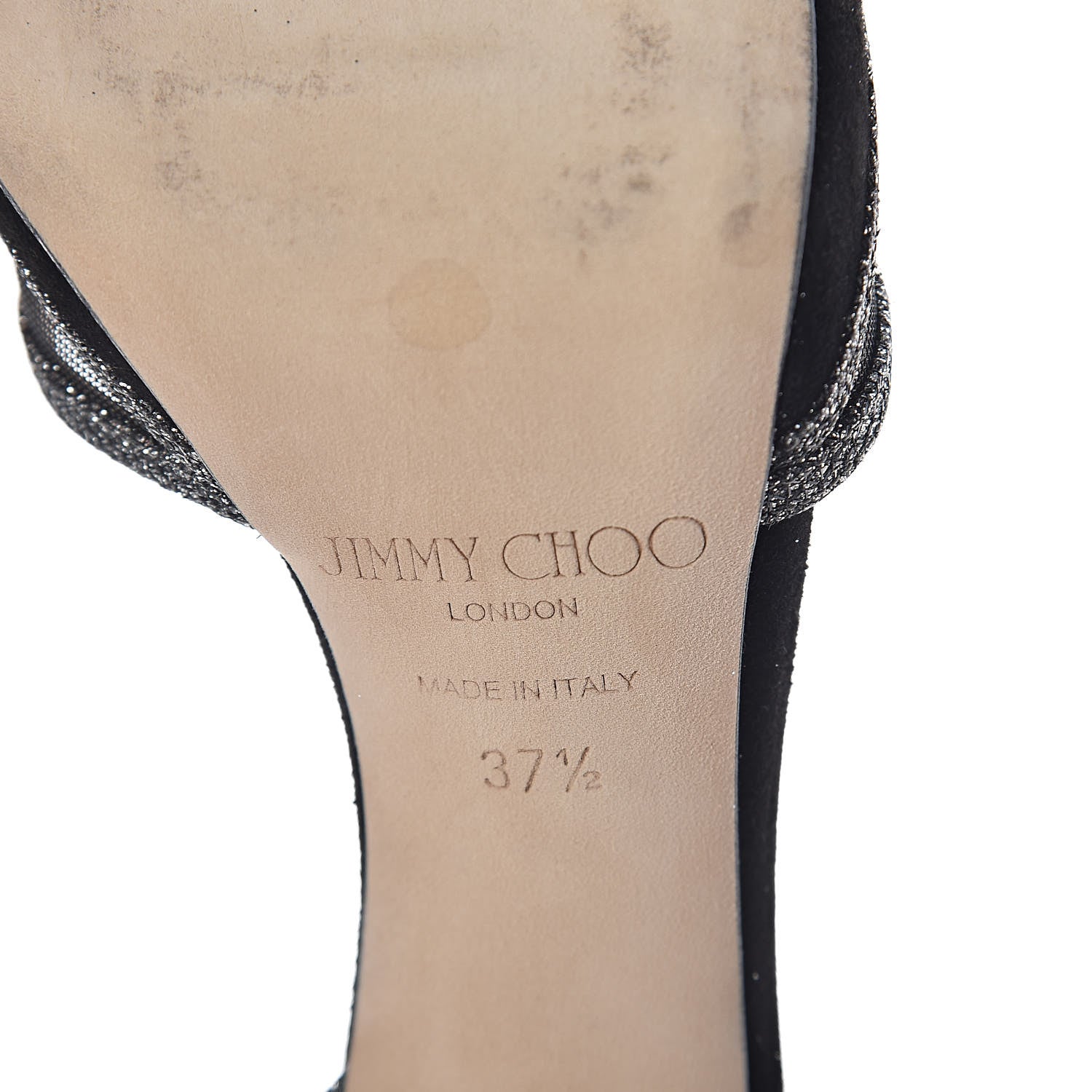 Jimmy Choo Suede Lame Glitter Pumps 37.5 Black Anthracite 7 of 8