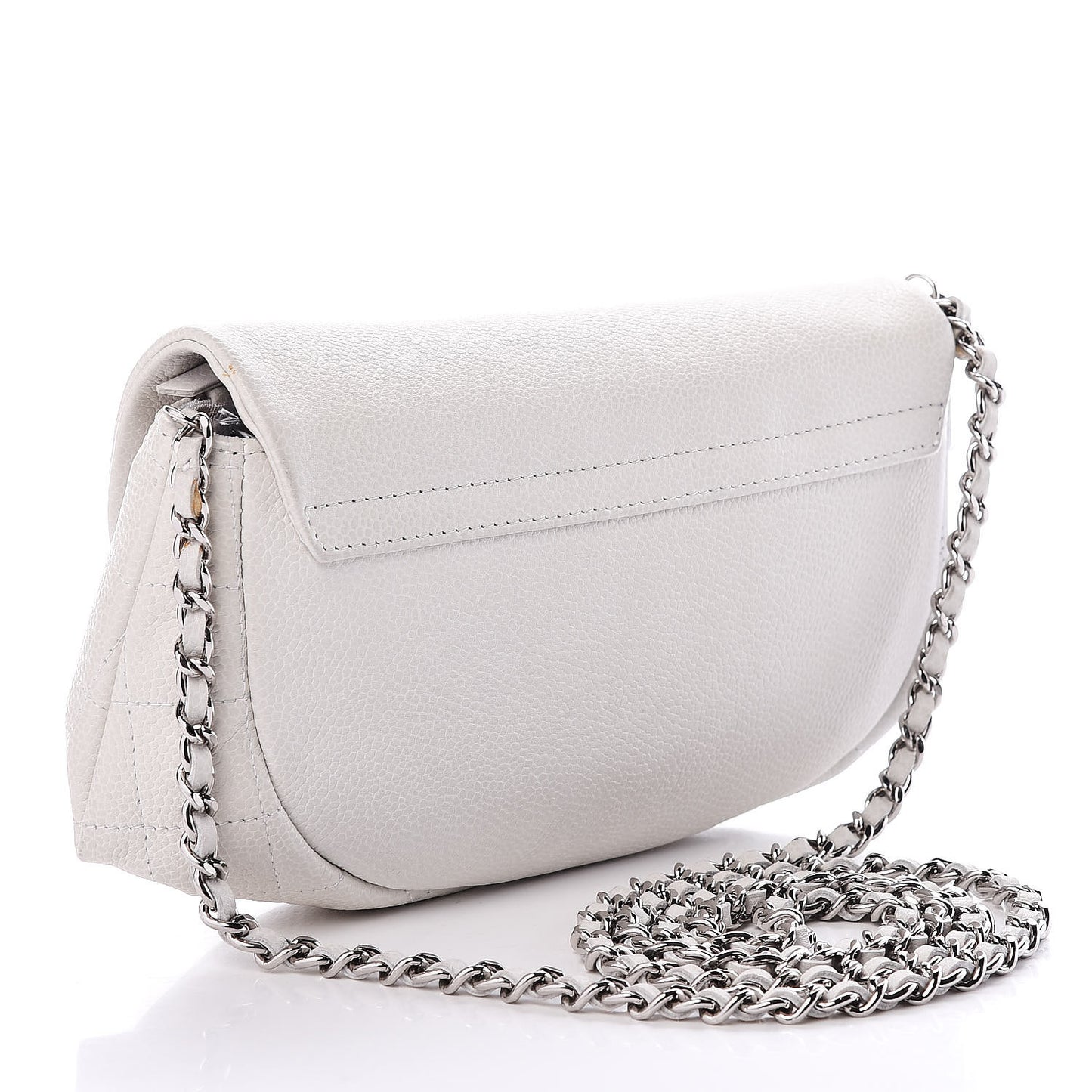 Caviar Half Moon Wallet On Chain WOC White