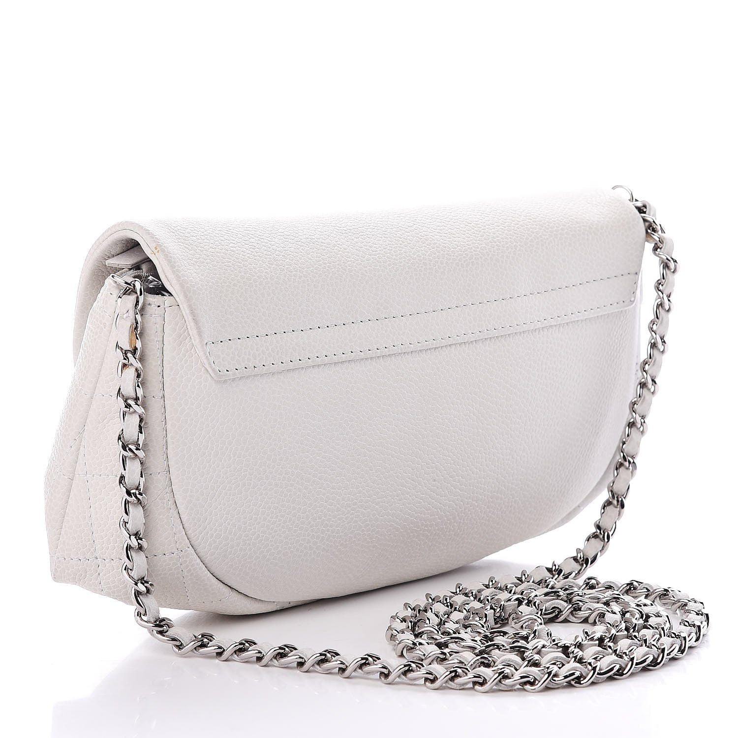 Chanel Caviar Half Moon Wallet On Chain WOC White 3 of 13