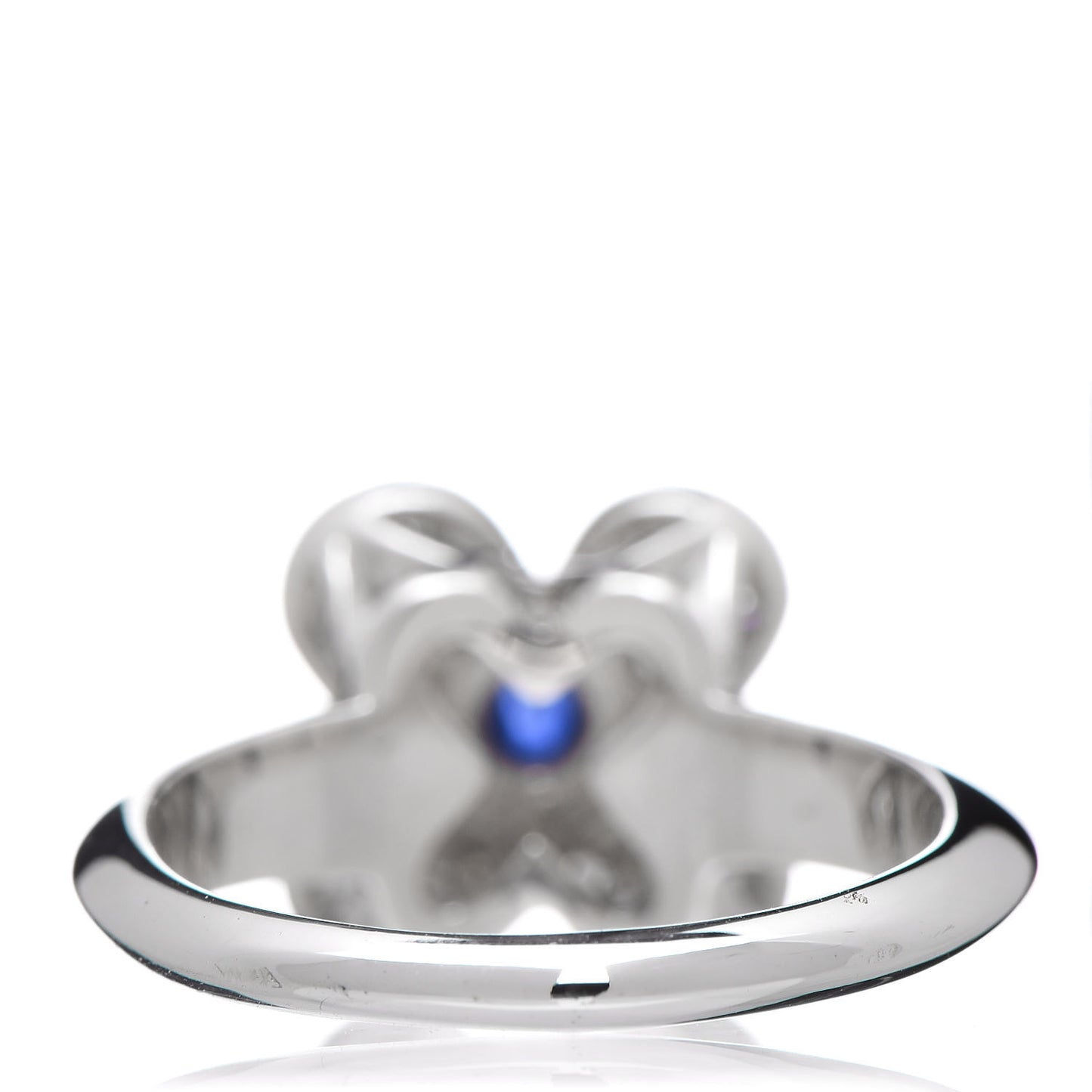 18K White Gold Diamond Sapphire Trefle Ring 51 5.75