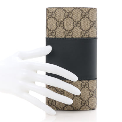 Gucci GG Supreme Monogram Selleria Calfskin Flap Wallet Beige Ebony Black 2 of 12