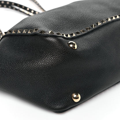 Valentino Garavani Vitello Medium Rockstud Tote Black 8 of 9