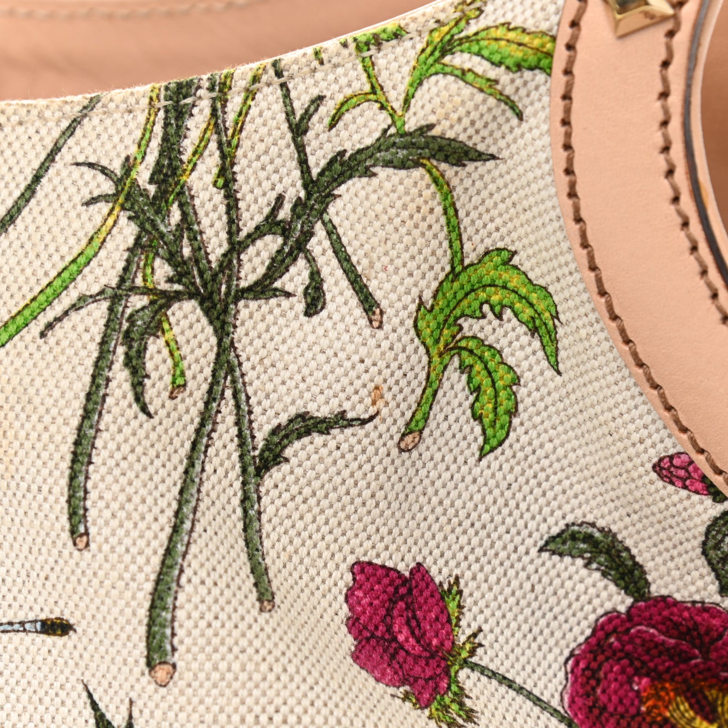 Canvas Floral Flora Bamboo Handle Bag