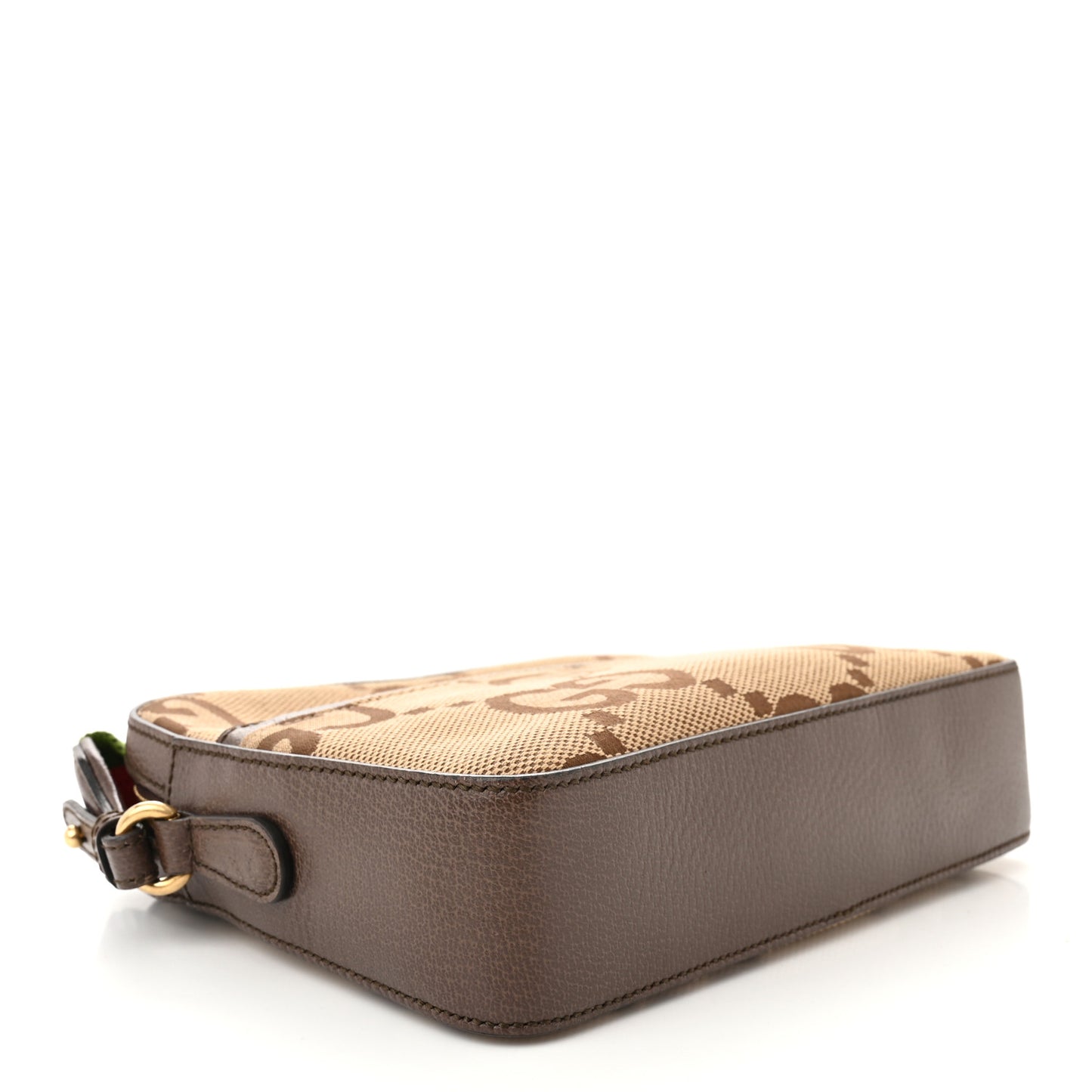 Monogram Jumbo GG Textured Dollar Calfskin Web Messenger Shoulder Bag Camel Ebony New Acero