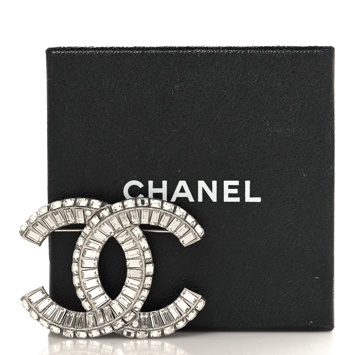 Baguette Crystal CC Brooch Silver