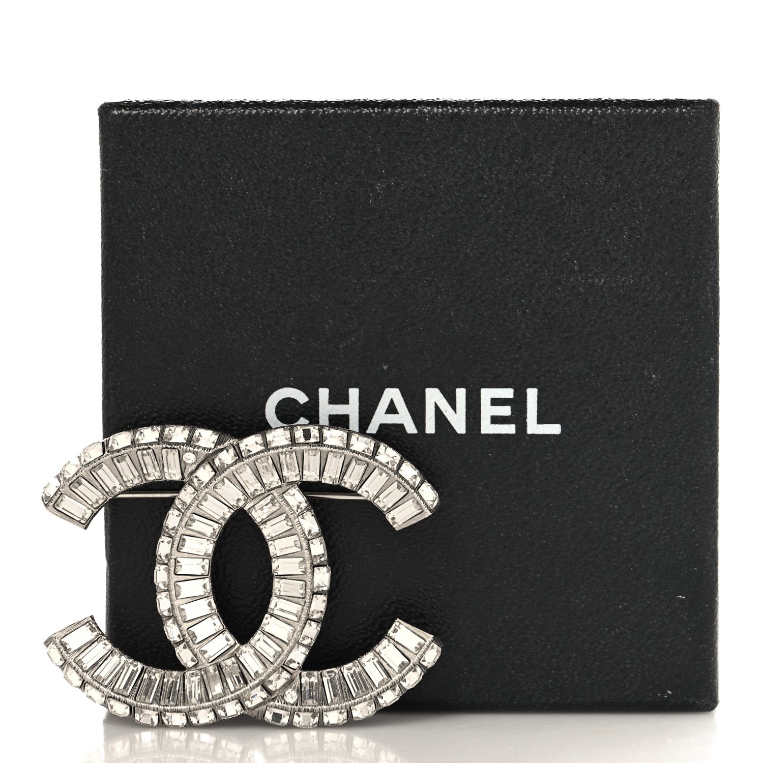 Chanel Baguette Crystal CC Brooch Silver 4 of 4