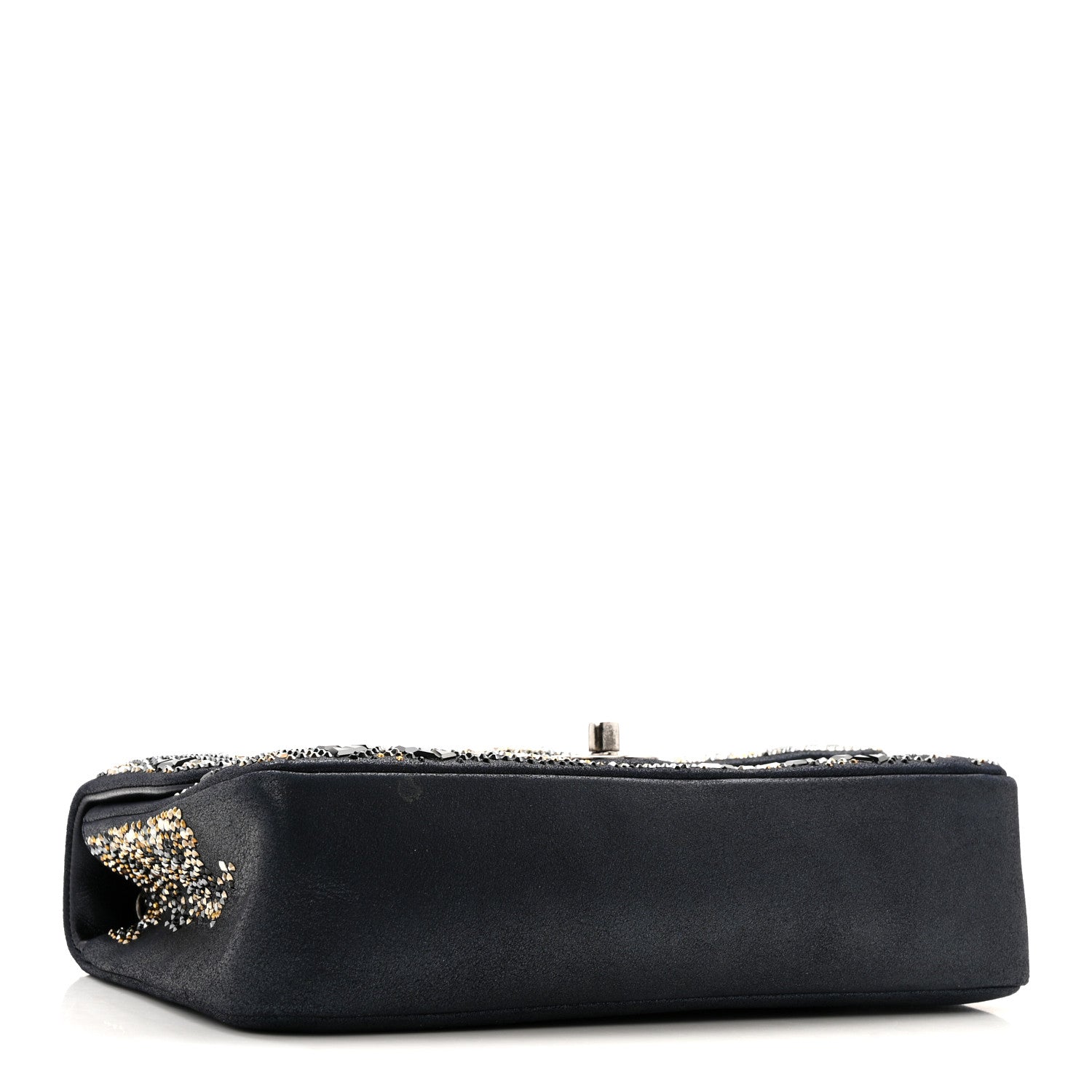 Chanel Oxidized Goatskin Strass Buonasera Medium Flap Dark Blue 4 of 12