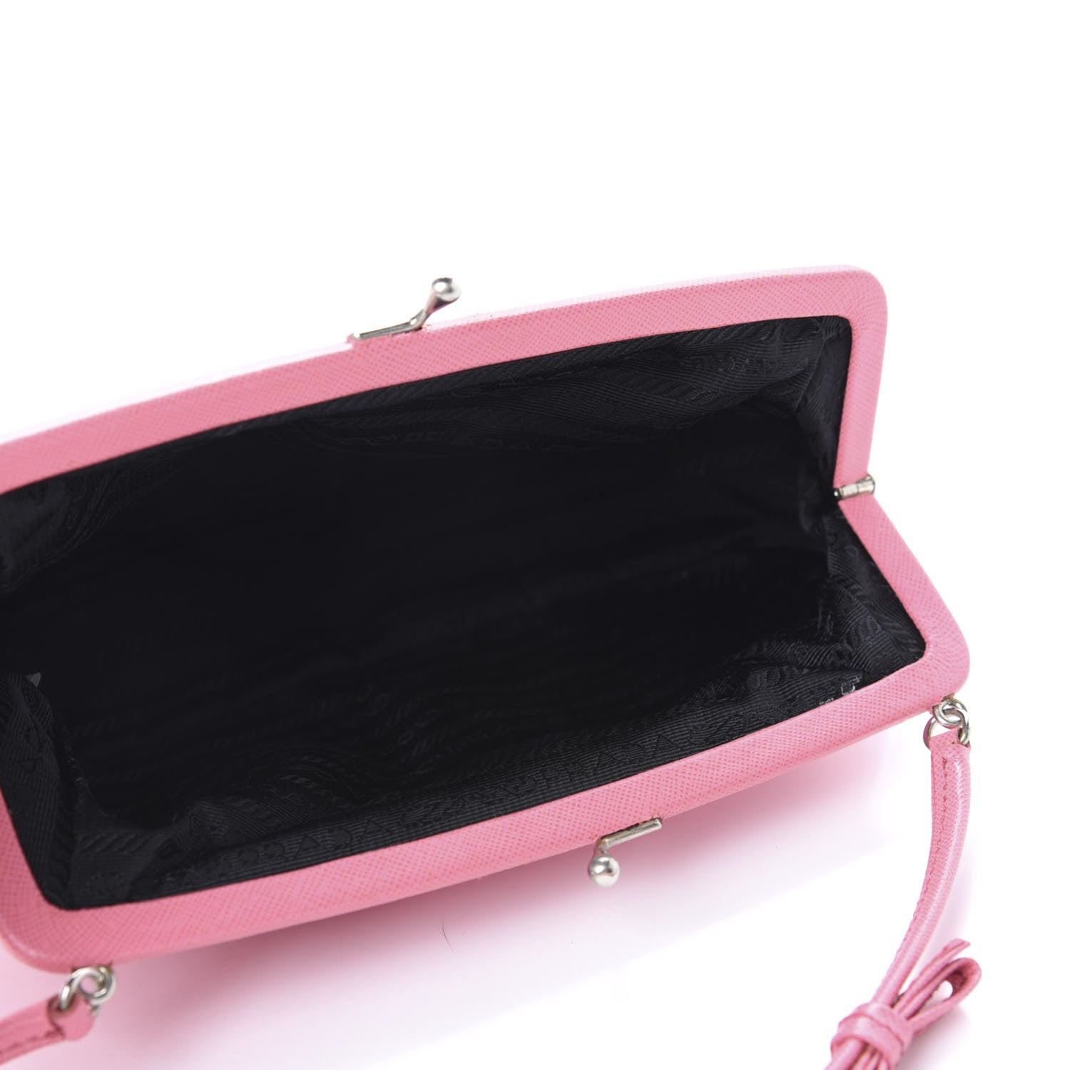 Prada Tessuto Nylon Saffiano Kisslock Shoulder Bag Rosa 5 of 12