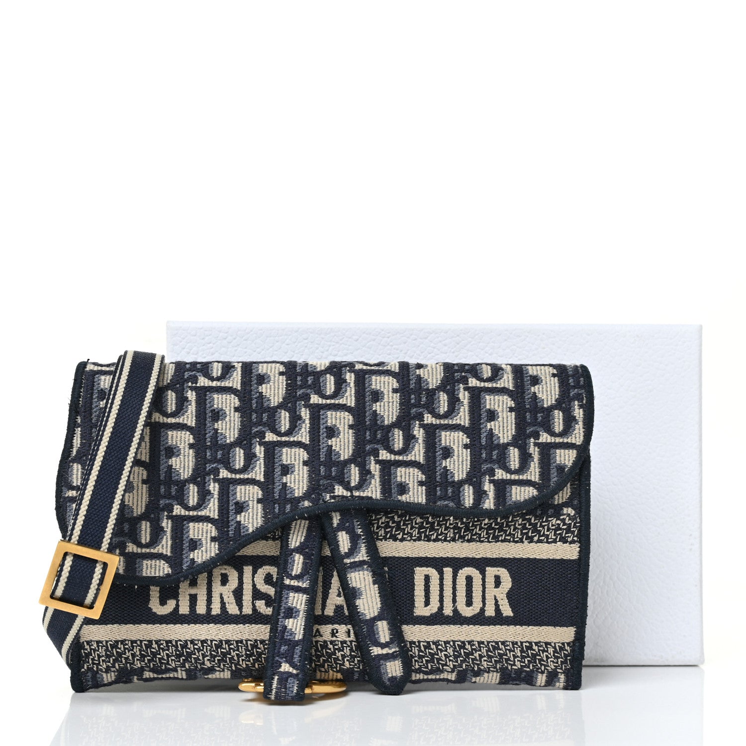 Christian Dior Oblique Slim Saddle Pouch Blue 12 of 12