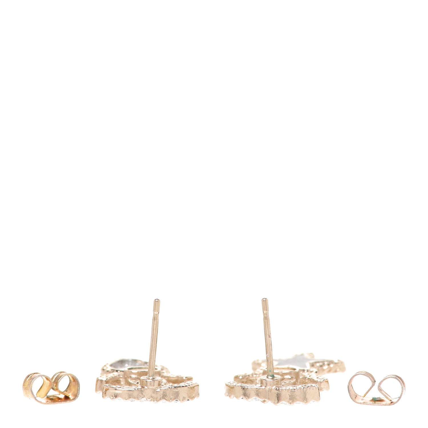 Chanel Crystal Enamel CC Star Heart Earrings Gold 4 of 4