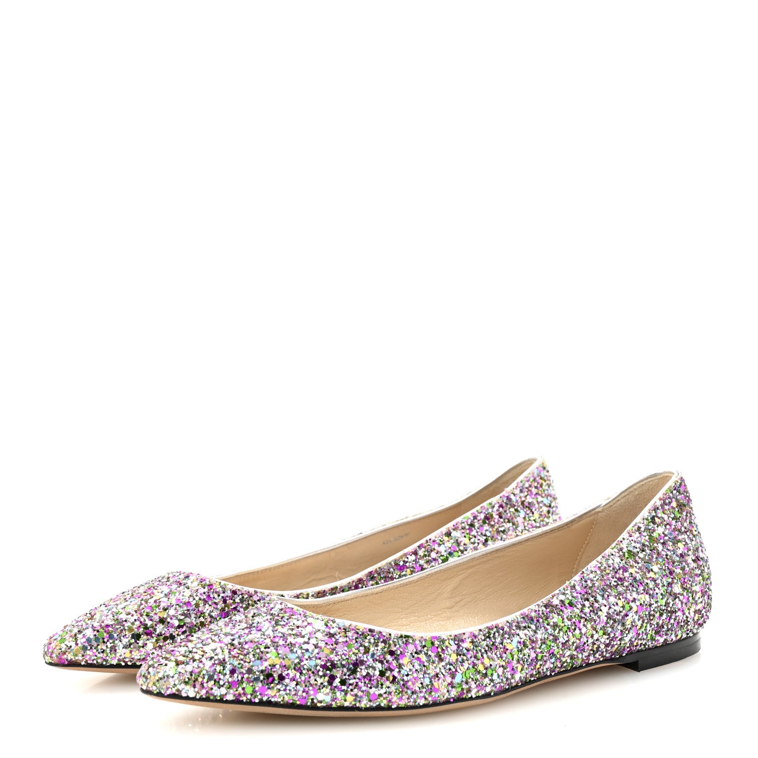 Jimmy Choo Glitter Romy Flats 36.5 Silver Multicolor 1749239