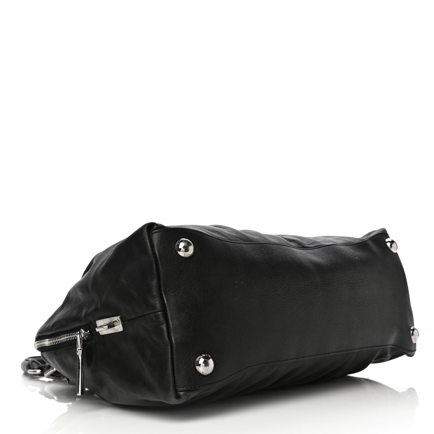 Prada Soft Calf Pleated Tote Black 4 of 21