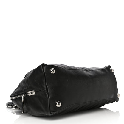 Prada Soft Calf Pleated Tote Black 4 of 21