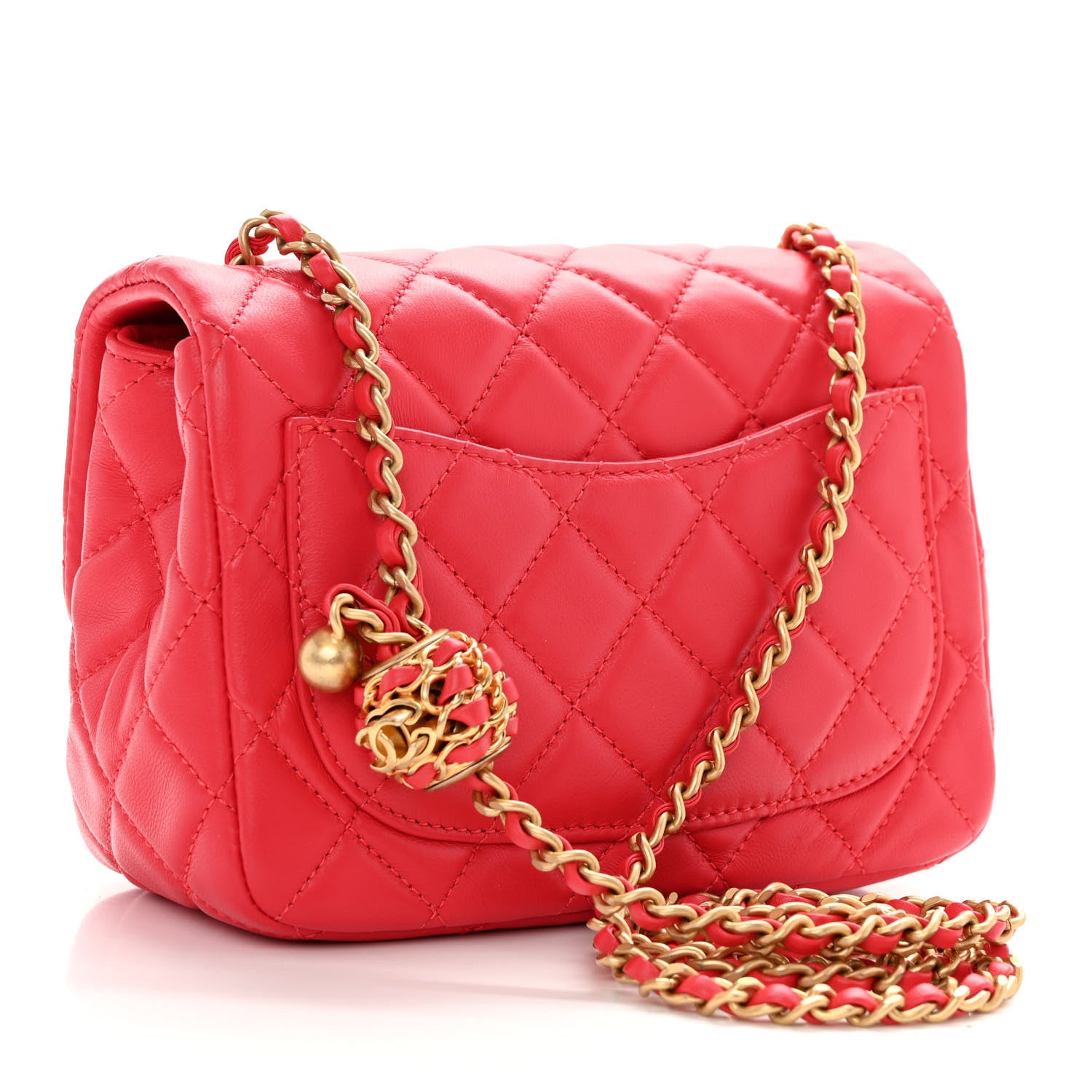 Chanel Lambskin Quilted Mini Pearl Crush Flap Red 3 of 10