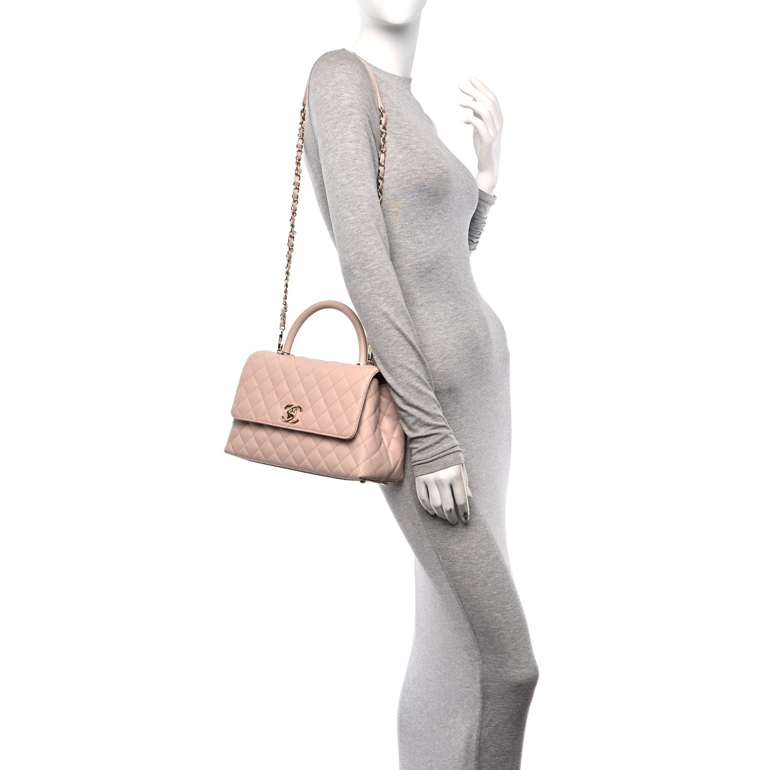 Chanel Caviar Quilted Small Coco Handle Flap Light Pink 2 of 13