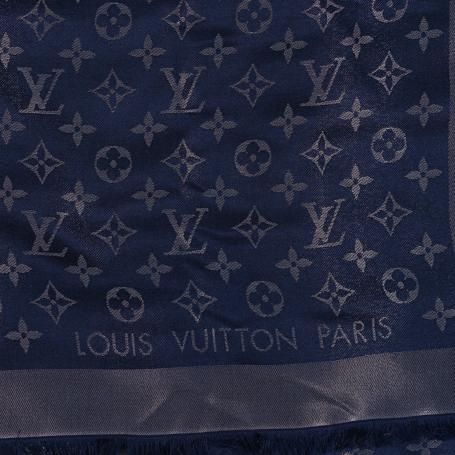 Louis Vuitton Wool Silk Monogram Denim Shawl Bleu Nuit 2 of 3