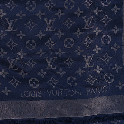 Louis Vuitton Wool Silk Monogram Denim Shawl Bleu Nuit 2 of 3