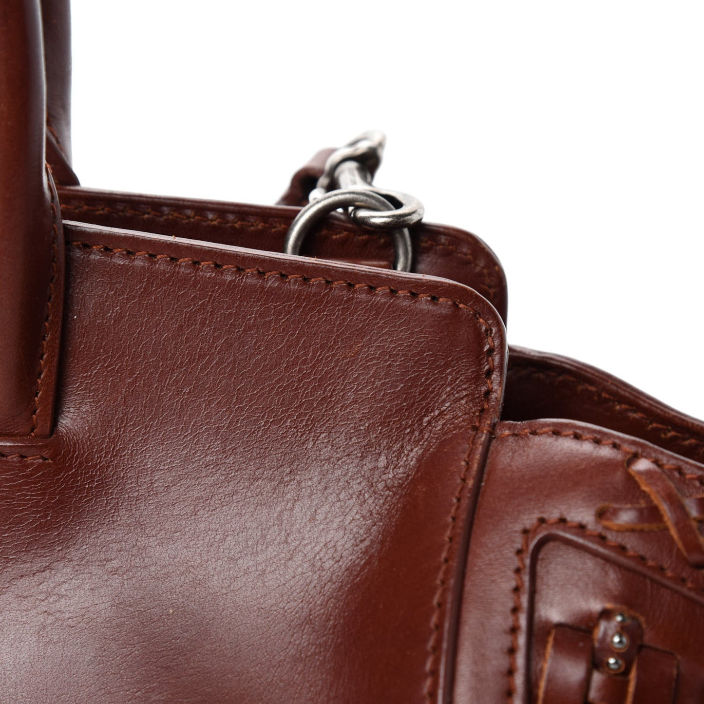 Calfskin Studded Woven Baby Monogram Downtown Cabas Brown