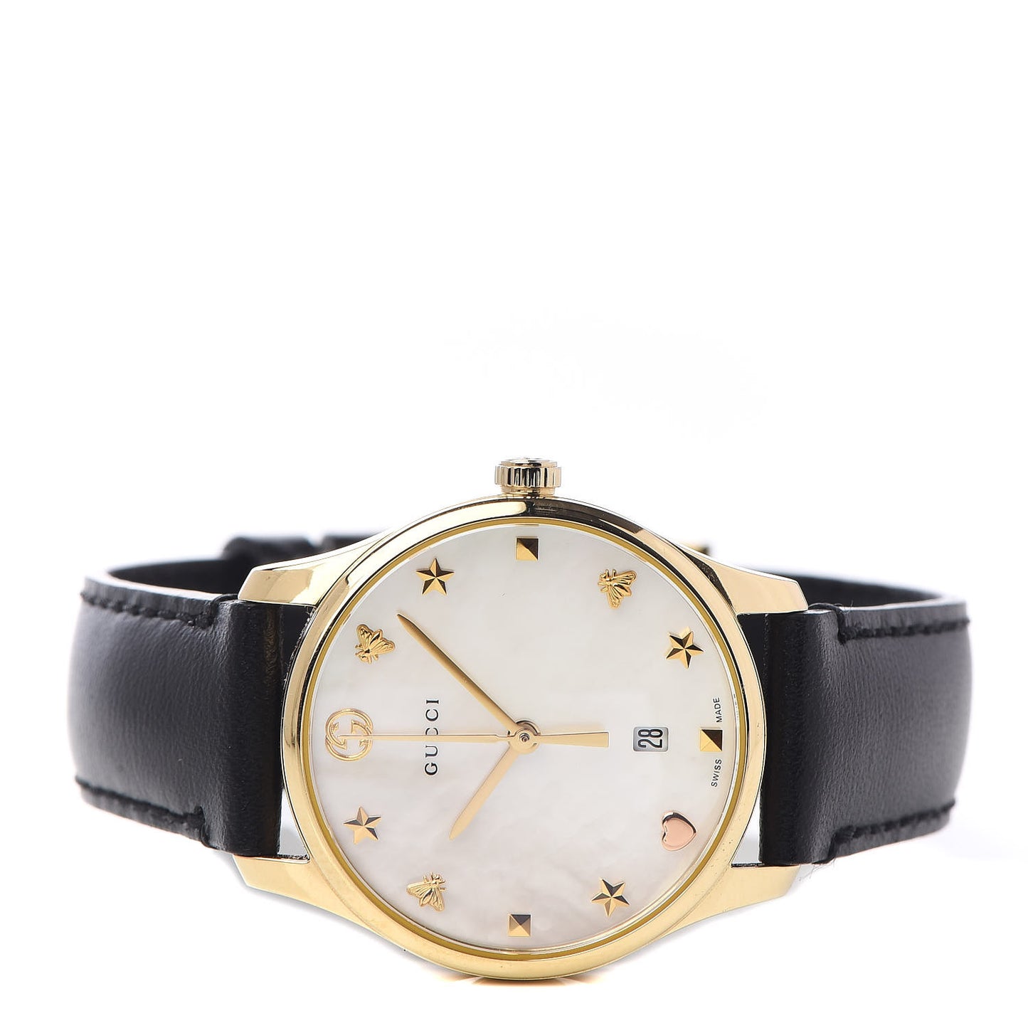 Stainless Steel Calfskin Mother of Pearl 29mm G-Timeless Charm Quartz Watch