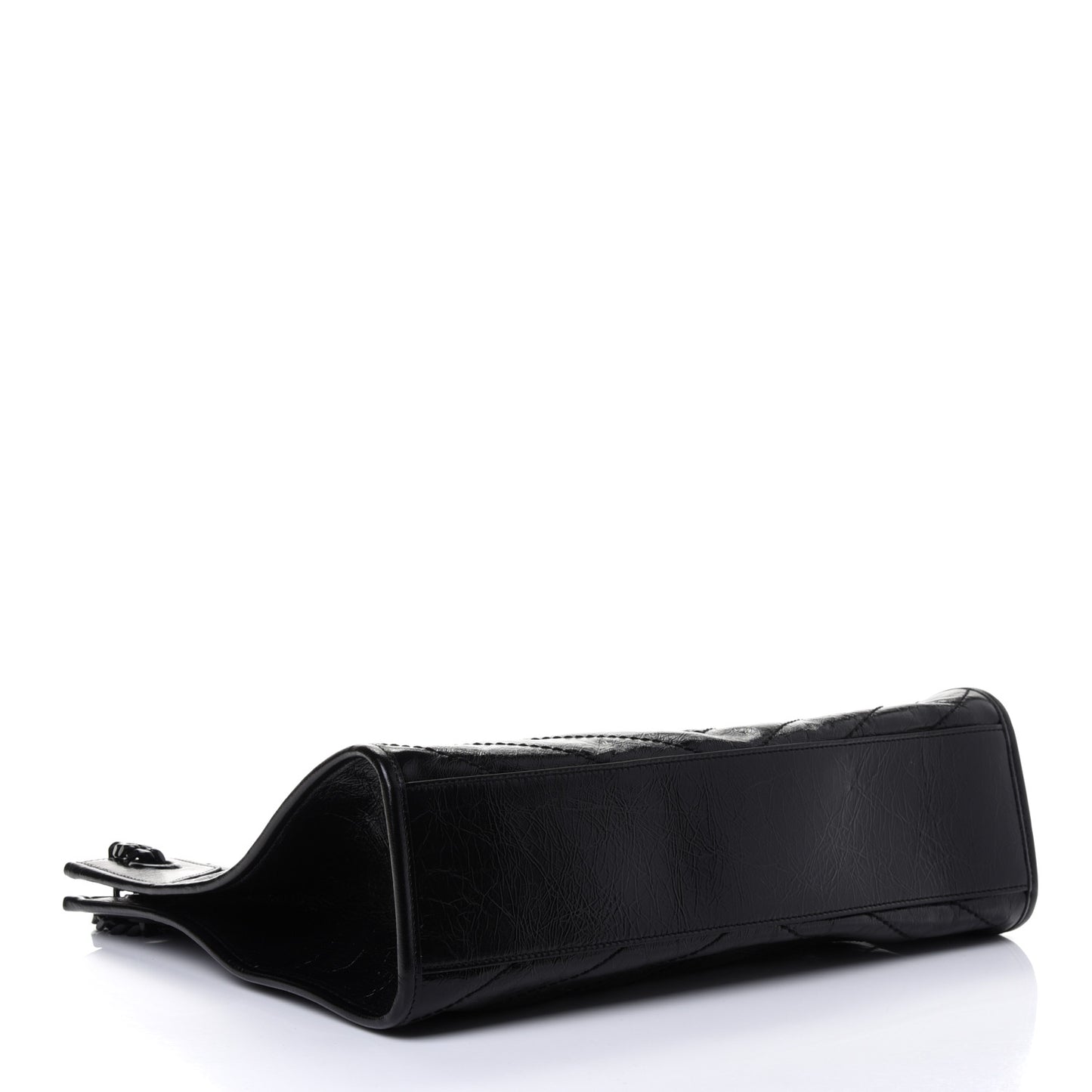 Crinkled Calfskin Matelasse Monogram Medium Niki Shopper Tote Black