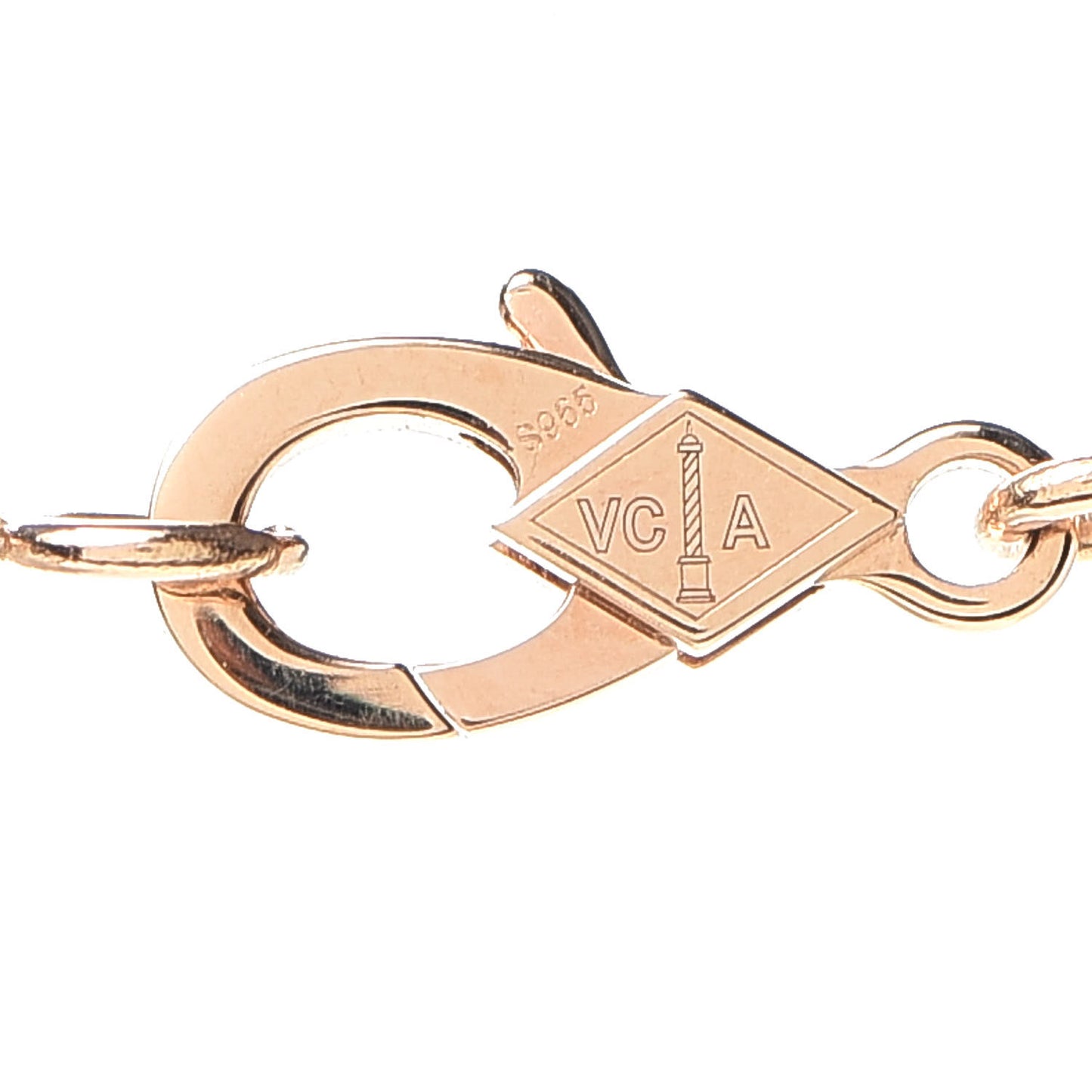 18K Rose Gold Diamond Vintage Alhambra Pendant Necklace
