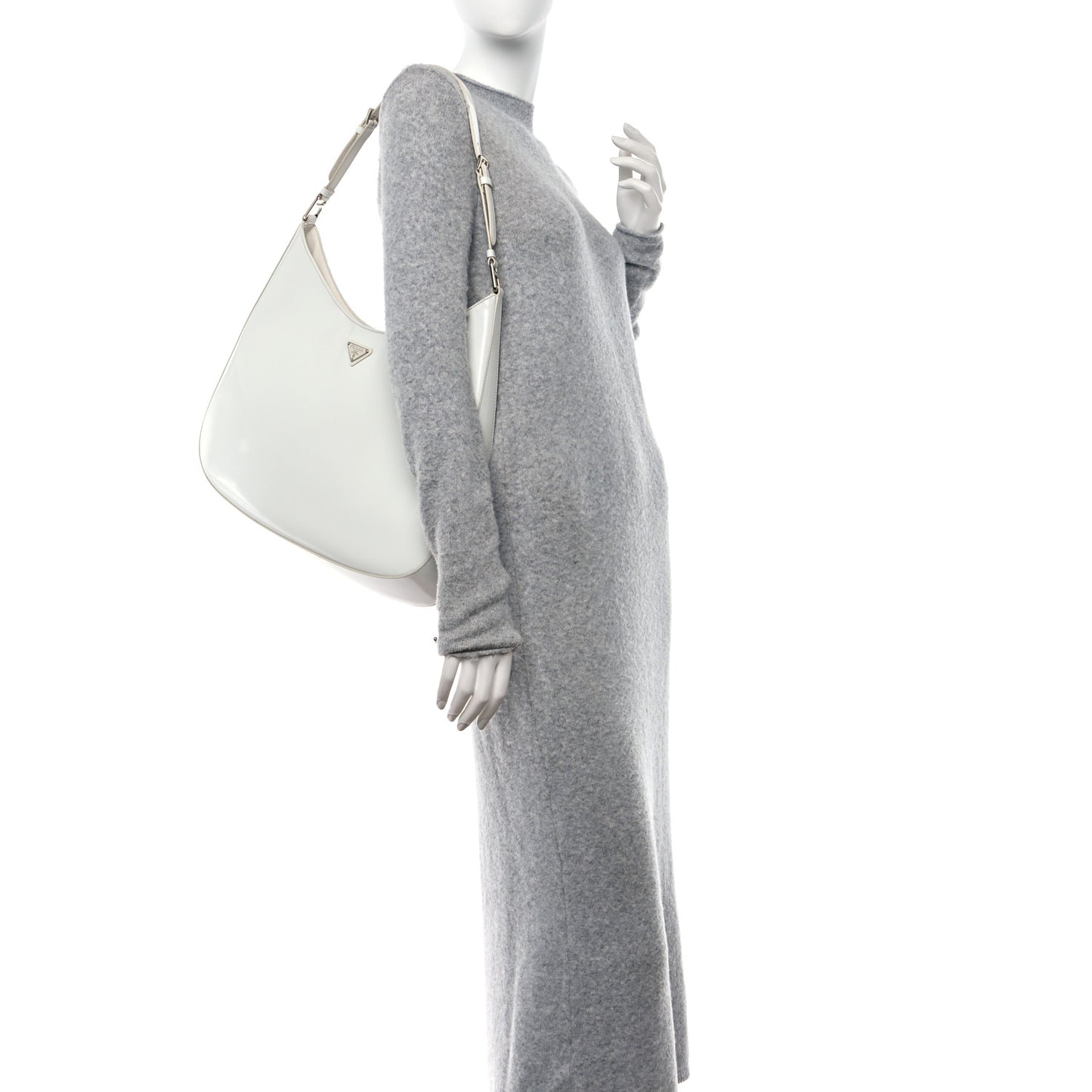 Spazzolato Maxi Cleo Adjustable Strap Shoulder Bag White
