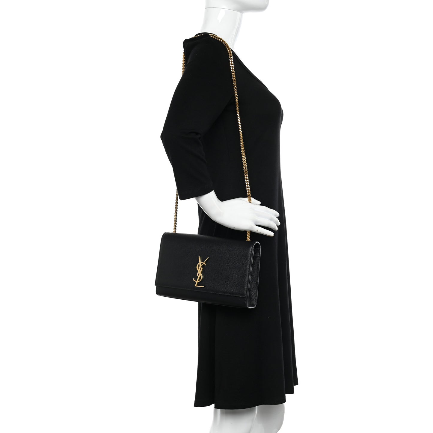 Grain De Poudre Medium Classic Monogram Kate Satchel Black