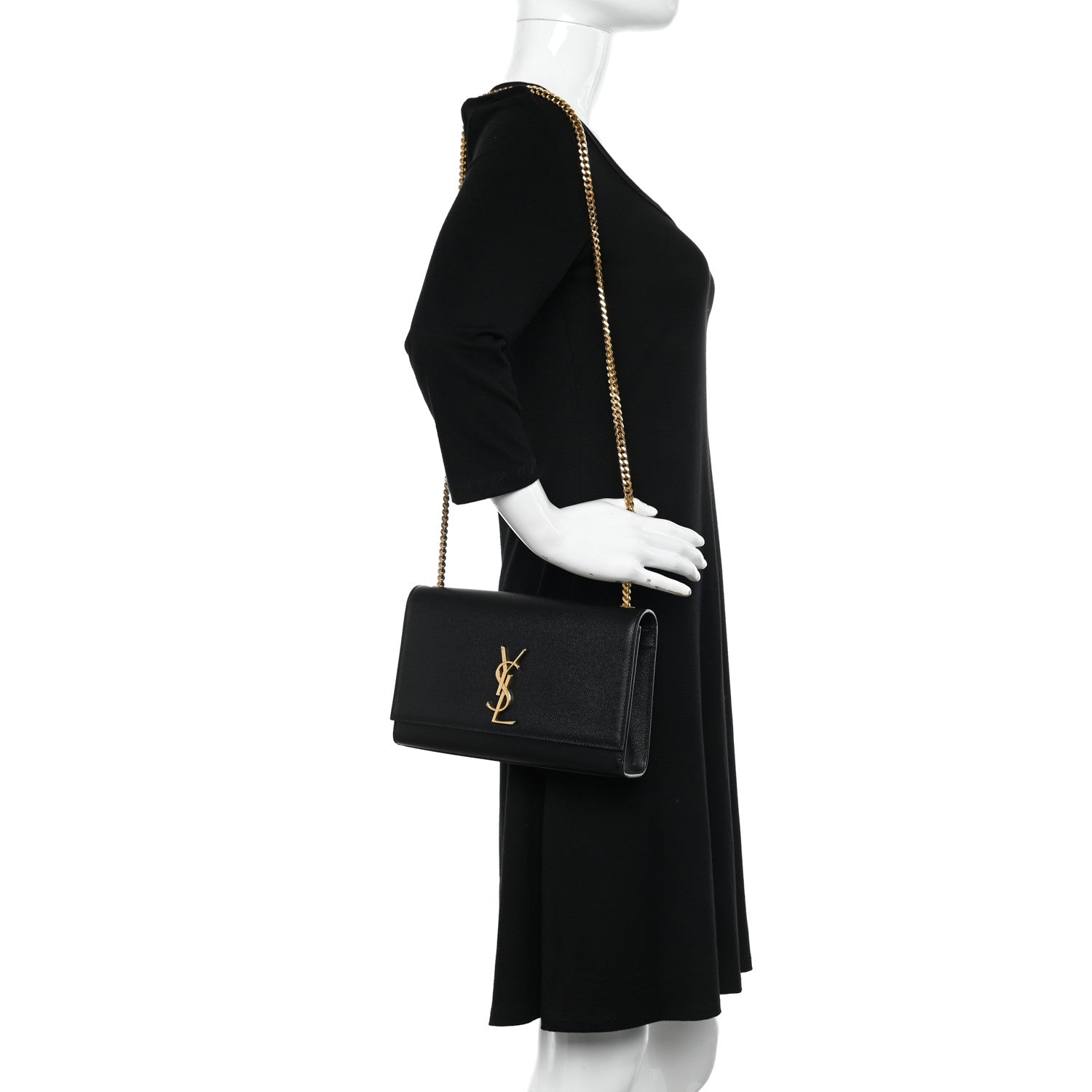 Saint Laurent Grain De Poudre Medium Classic Monogram Kate Satchel Black 2 of 10