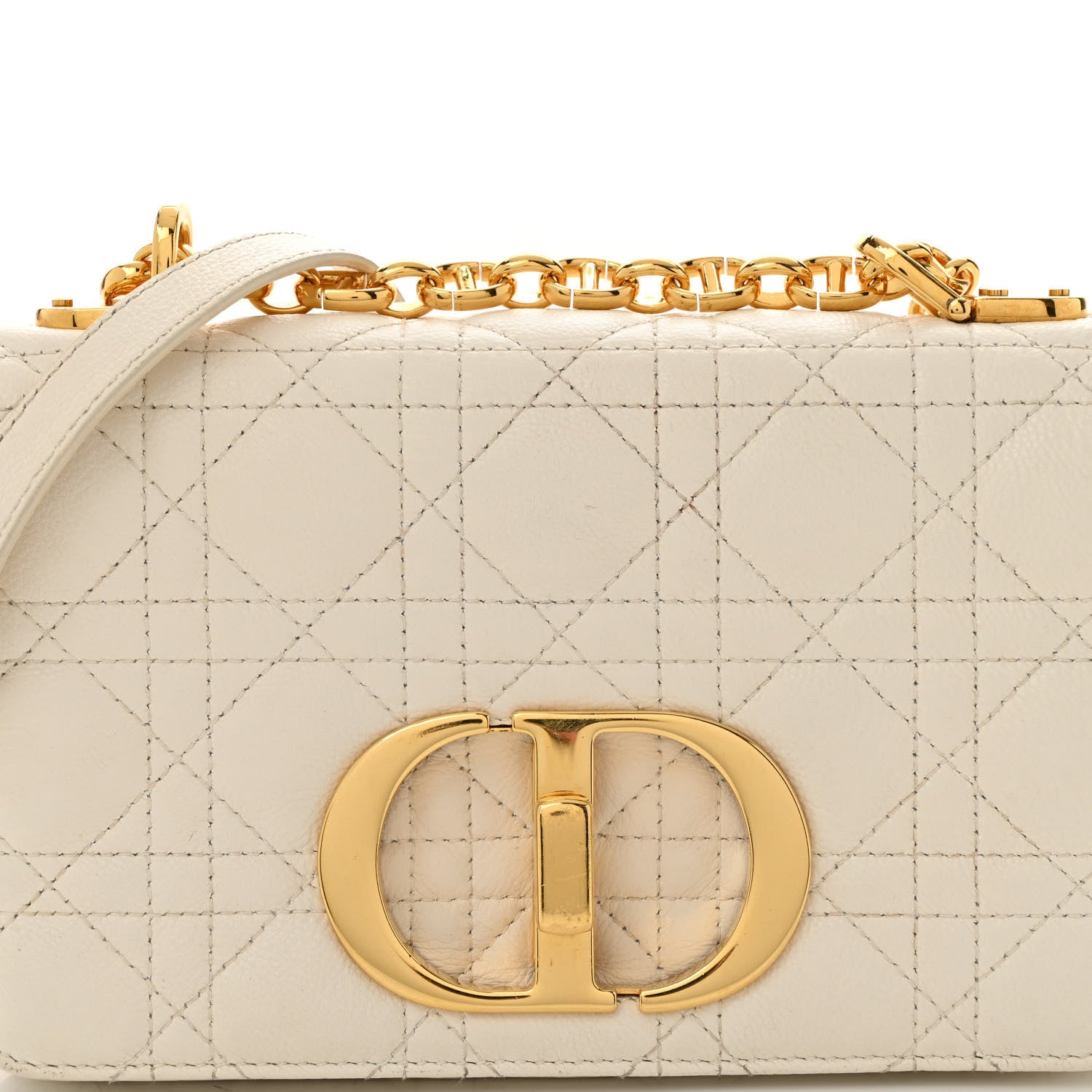 Christian Dior Calfskin Cannage Small Caro Bag Ivory 8 of 14
