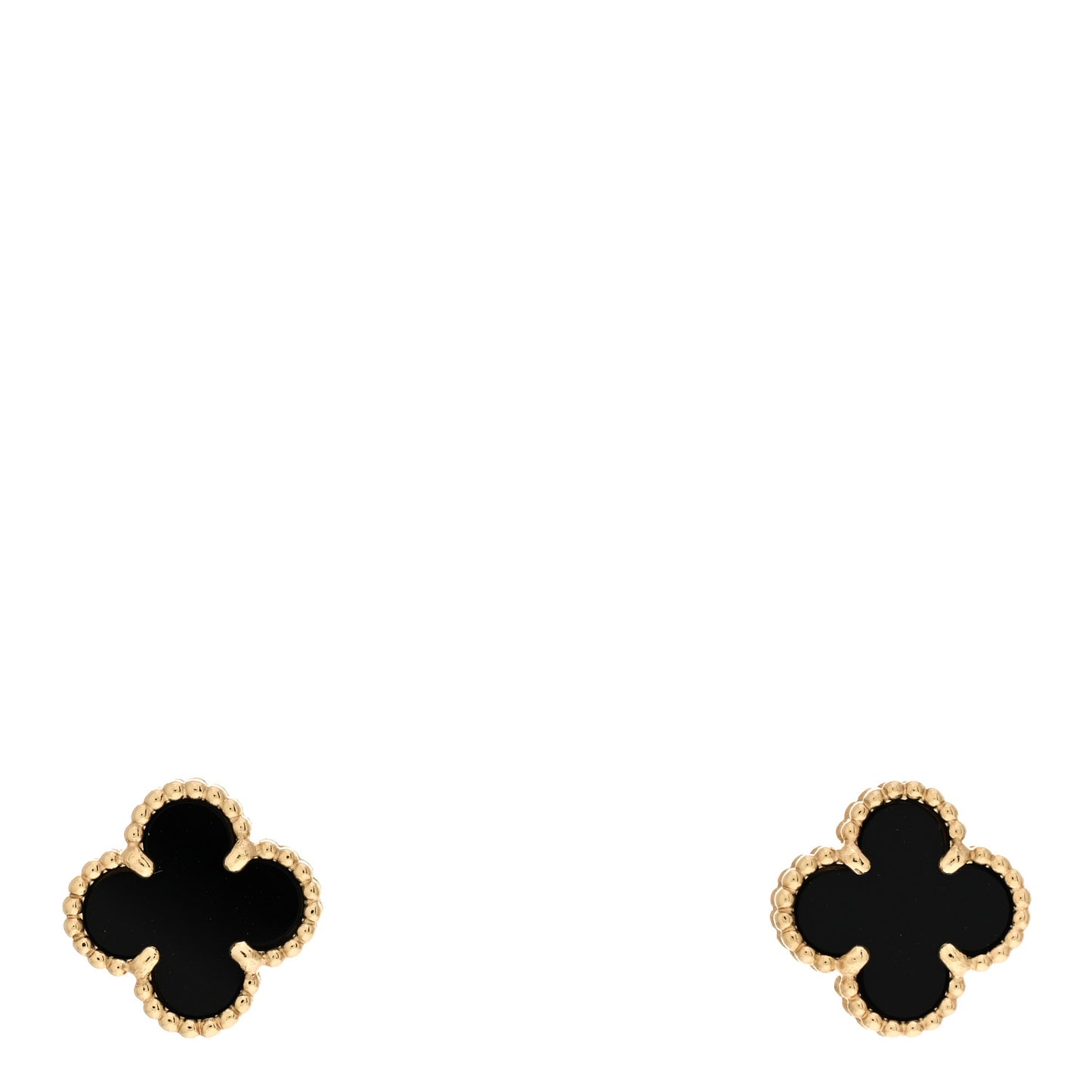 18K Yellow Gold Black Onyx Sweet Alhambra Earrings