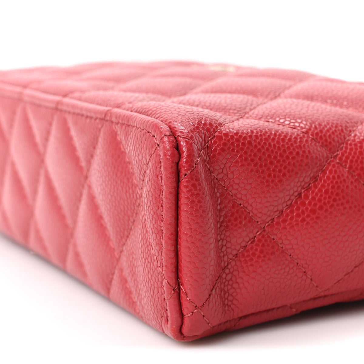Chanel Caviar Quilted Top Handle Slim Vanity With Chain Red 10 of 10