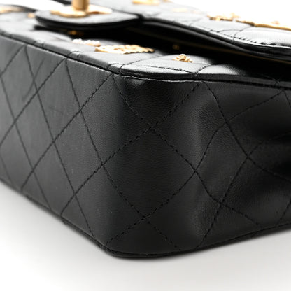 Chanel Lambskin Quilted Medium Rue Cambon Charms Double Flap Black 10 of 14