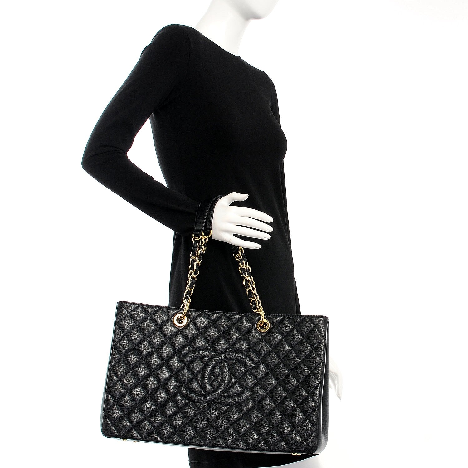 Chanel Caviar Quilted XL Grand Shopping Tote GST Black 2 of 8