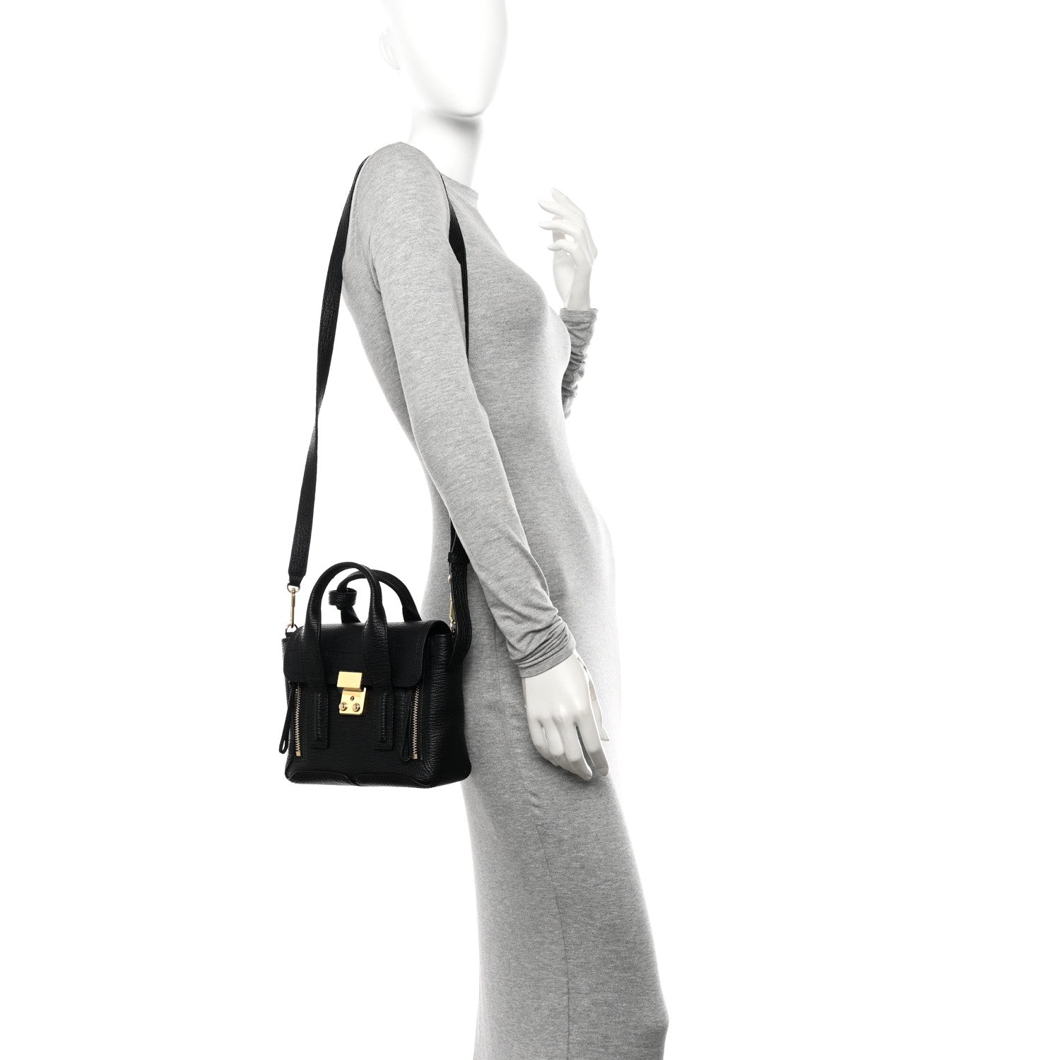 3.1 Phillip Lim Textured Calfskin Mini Pashli Satchel Black 2 of 10