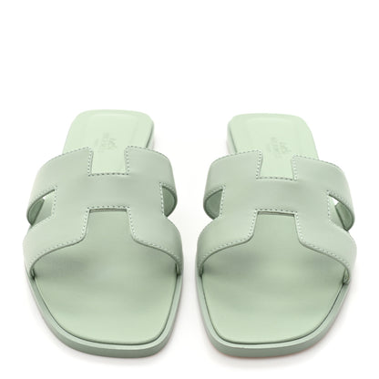 Hermes Calfskin Oran Sandals 38 Vert D'eau 2 of 10