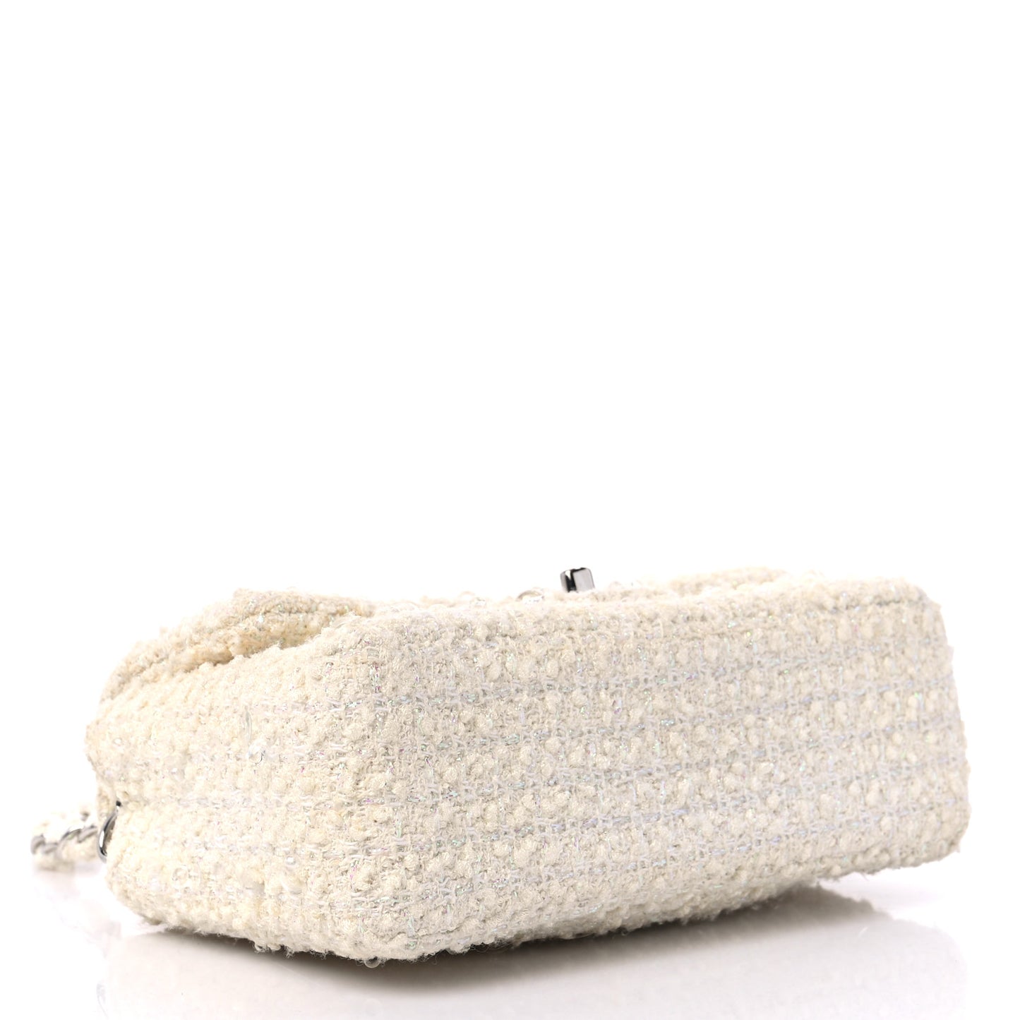 Tweed Beaded Mini Rectangular Flap White